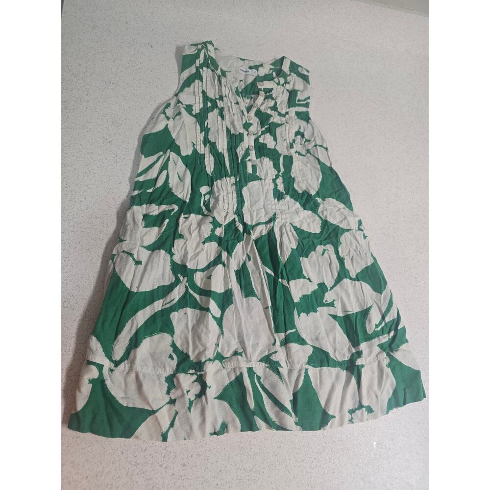 Sonoma Petite Sundress PL Green Floral Sleeveless Button Front Pocket Dress